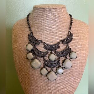 Elegant Cream and Silver Statement Necklace